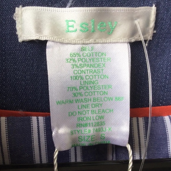 NWT! ESLEY Blue Cotton Blend Ruched Sleeve Open Cut Blazer Jacket - Small - Picture 16 of 16